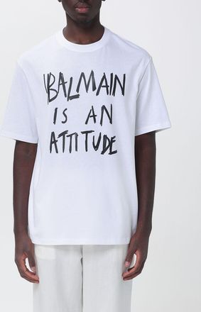Balmain T-shirt in jersey di cotone organico con slogan