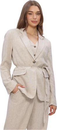 Moss Copenhagen Jassen, Dames, Beige, XL, Linnen, Ginia Blazer