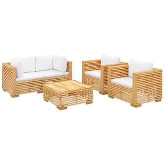 vidaXL Juego Muebles De Jard&iacute;n 5 Piezas Y Cojines Madera Maciza Teca Vidaxl