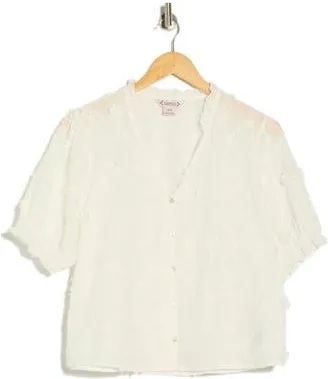 Nanette Lepore 3D Flower Short Sleeve Top in Brilliant White at Nordstrom Rack, Size X-Large