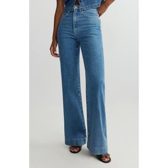 DL1961 Karmine Aura Refined High Waist Wide Leg Jeans in Terra Blues Aura at Nordstrom, Size 24