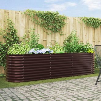 Berkfield Home Garden Raised Bed Brown 320x80x81 cm Galvanized Steel | Size: 320 x 80 x 81 cm