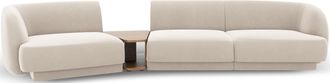 BLOOMINGLOFT 3-Sitzer Design Sofa Miley mit Beistelltisch - Samtbezug Light Beige