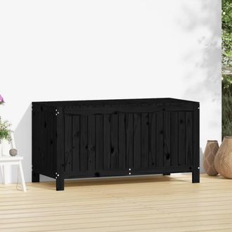 Berkfield Home Garden Storage Box Black 121x55x64 cm Solid Wood Pine | Size: 121 x 55 x 64 cm