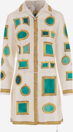 Versace Kleid aus bedrucktem Versace-Seidentwill