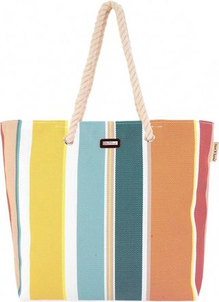 Sun N Sand Womens Striped Poly Shoulder Tote Bag In Aqua