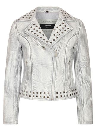TruClothing Cross Zip Studded Brando Biker Leather Jacket