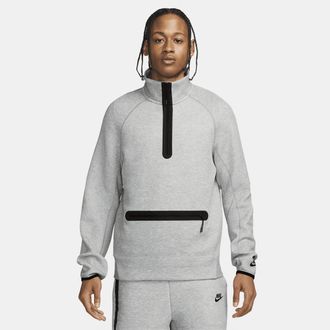 Nike Mens Nike Sportswear Tech Fleece 1/2-Zip Sweatshirt in Grey | FB7998-063