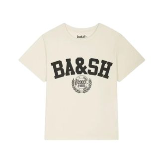 BA&SH Ba&Sh, T-Shirts, female, Beige, Size: M Ecru Ioni Varsity T-Shirt