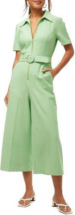 Trina Turk Jannise 3 Plaid Cropped Jumpsuit in Grass Court Green/whitewash at Nordstrom, Size 10