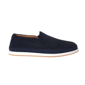 Baldinini Perforated Suede Slip-On - male - Baldinini - Loafers - Blue - 8 1/2 UK - Shoes