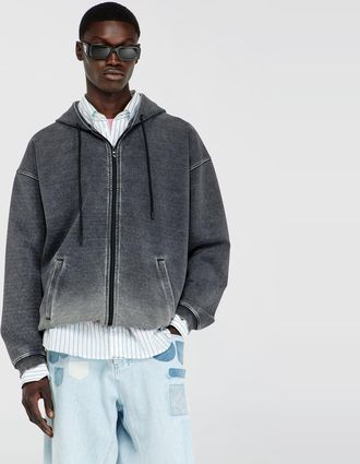 Diesel Hooded jacket in d&eacute;grad&eacute;-effect scuba - Jackets - Man - Grey