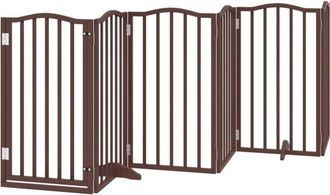 vidaXL Dog Gate with Door Foldable 6 Panels Brown Oak 300 cm Poplar Wood vidaXL