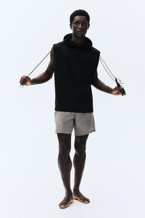 H&M Regular Fit Sleeveless Sports Hoodie With Drymove in Black at Nordstrom, Size Xx-Large