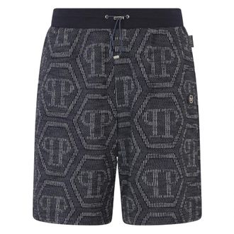 Philipp Plein Jacquard Shorts Monogram - Heren - Korte Broeken - Blauw - XL - Katoen - Korte Broeken