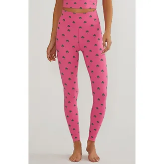 Beach Riot Piper Palm Print High Waist Leggings in Flamingo Fronds at Nordstrom, Size X-Small