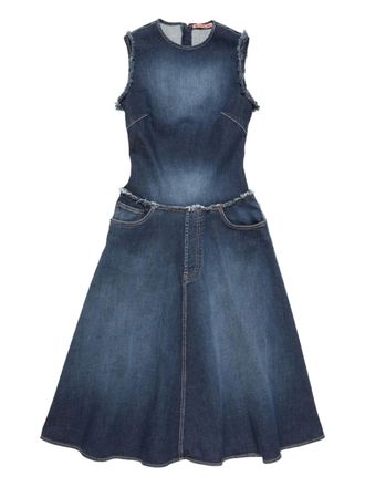 Acne Studios frayed denim dress - women - Cotton/Elastomultiester/Elastane - 36 - Blue