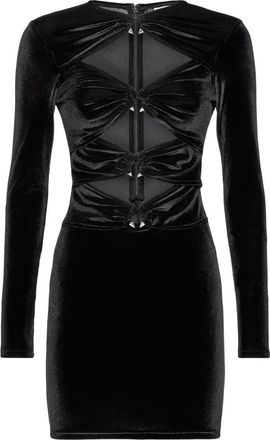 Philipp Plein Chenille Midi Jurk - Dames - Feestkleedjes - Zwart - M - Polyester - Kleedjes