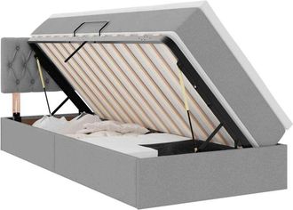 vidaXL Storage Bed with Mattress with Mattress Light Grey 100 x 200 cm vidaXL