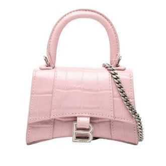 Balenciaga Pre-owned Mini Bags, female, Pink, Size: ONE SIZE Pre-owned Hourglass Crocodile-Embossed 2way Bag