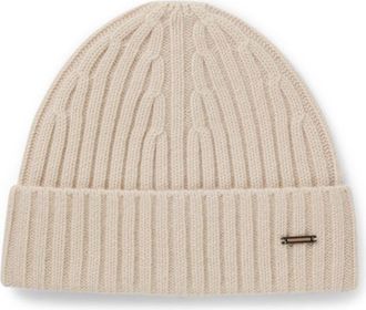BOSS Cashmere beanie hat with ribbing