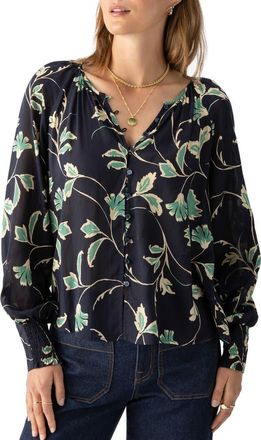 Sanctuary Garden Print Button-Up Shirt in Evergreen at Nordstrom, Size X-Small