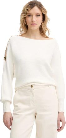 Guess Jamia Beaded Sleeve Sweater - Dames - Ronde hals truien - Wit - M - Leer - Truien & Vesten