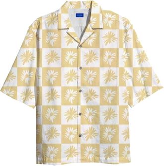 Jack & Jones Stijlvol Overhemd - Heren - Korte mouwen Overhemden - Beige - L - Overhemden