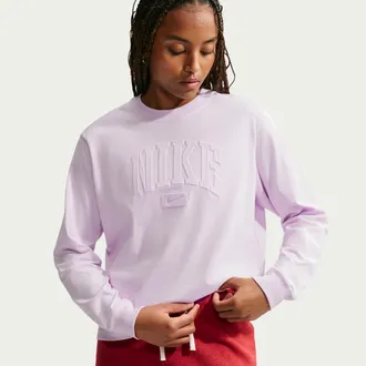 Nike Womens Nike Sportswear Classic Loose Long-Sleeve T-Shirt in Purple | IV5501-583