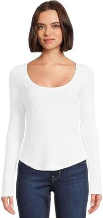 Madewell Pointelle T-Shirts Womens Eyelet White Stretch Long Sleeve JZZ824