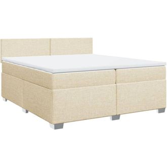 vidaXL Vidaxl - Cama Box Spring Con Colch&oacute;n Tela Color Crema 200x200 Cm