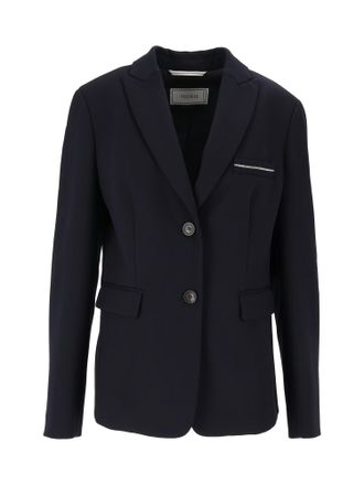 PESERICO Black Tailored Classic Lapel Blazer