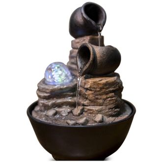 AC-D&eacute;co ZenLight Verso Fontana da Interno, Resina, Bronzo, 17x17x22 cm