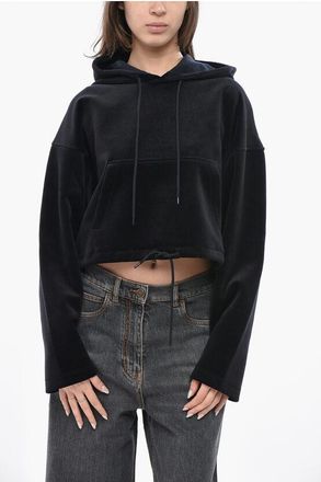 Golden Goose Cropped-Fit Velour Hoodie size Xs