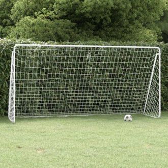 vidaXL Porter&iacute;a De F&uacute;tbol Con Red Acero Blanco 366x122x182 Cm Vidaxl
