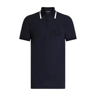 Dolce & Gabbana Crest Polo - male - Dolce & Gabbana - Polo Shirts - Blue - M - Tops