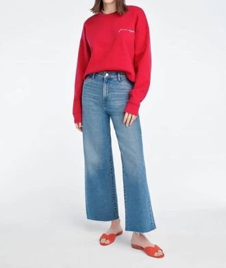 Favorite Daughter Cropped Signature Sweatshirt In Rouge Red