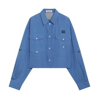 Miu Miu Shirts, female, Blue, Size: S Poplin Shirt