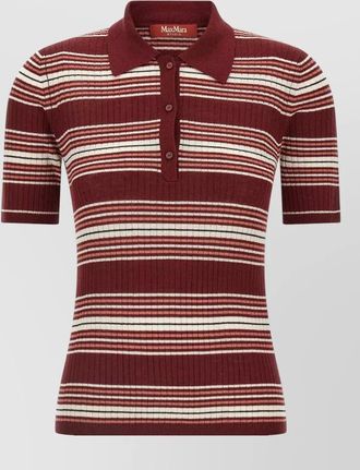 Max Mara silk ribbed striped polo top