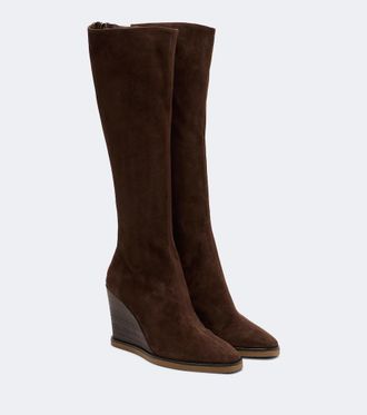 Aquazzura Saint Honor&eacute; suede knee-high boots
