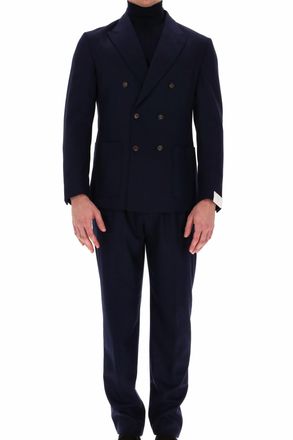 Eleventy Double-Breasted Wool-Cashmere Jersey Suit