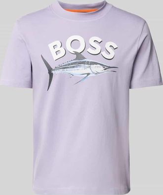 Boss Orange by Hugo Boss BOSS Orange T-Shirt mit Label-Print Modell Bossfish in Flieder, Größe L