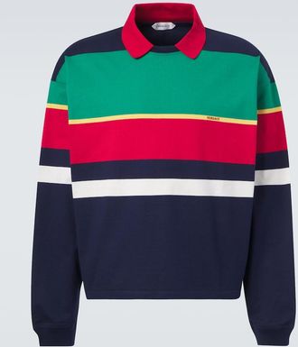 Versace Colorblocked cotton jersey polo sweatshirt