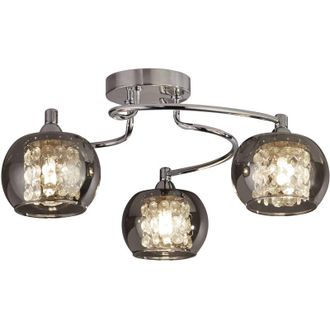 Searchlight Plafoniera Contemporanea Lovell Acciaio Cromo Fum&egrave; 3 Luci G9