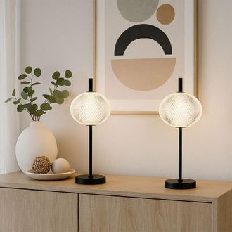 Globo Lighting Lampada da tavolo a LED lampada da tavolo in cristallo lampada laterale dimmerabile cambio colore, funzione memoria CCT, nero chiaro, 6W 374Lm bianco