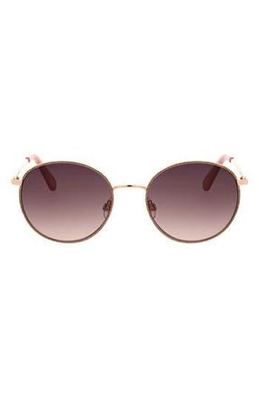 BCBGeneration 50mm Glitter Rim Round Sunglasses in Rose Gold at Nordstrom Rack