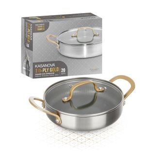 KASANOVA Tegame 20 cm triplo strato Tri Ply - Gold con coperchio
