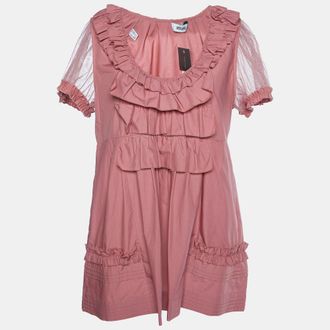 Moschino Pink Cotton Ruffle Detail Top