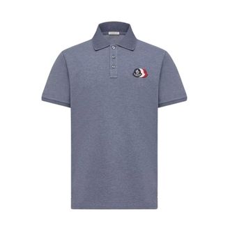 Moncler Triple Logo Polo Shirt - male - Moncler - Polo Shirts - Blue - 2XL - Tops
