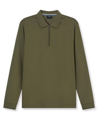 Olymp Langarm-Poloshirt OLYMP, Herren, Gr. XXL, gr&uuml;n (oliv), Jersey, Obermaterial: 100% Baumwolle, regular fit, Rippb&uuml;ndchen, Shirts Langarm-Poloshirt, unif